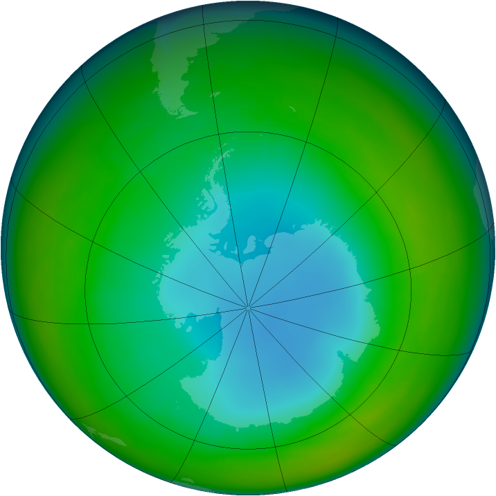 Antarctic ozone map for July 2002